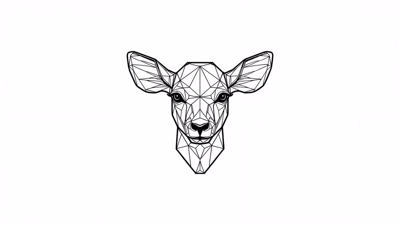 Geometric deer head illustration, minimalist design, animal art, modern style