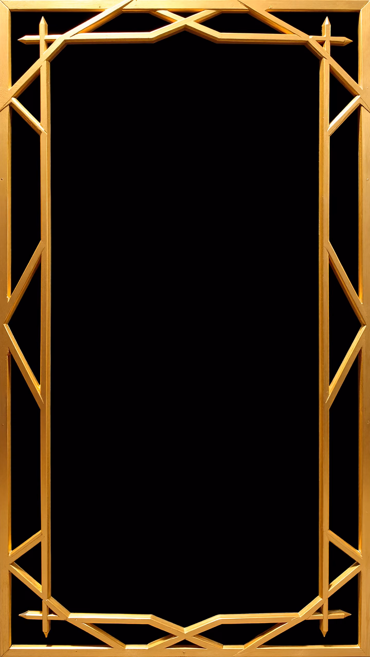 Elegant golden geometric frame on a black background.