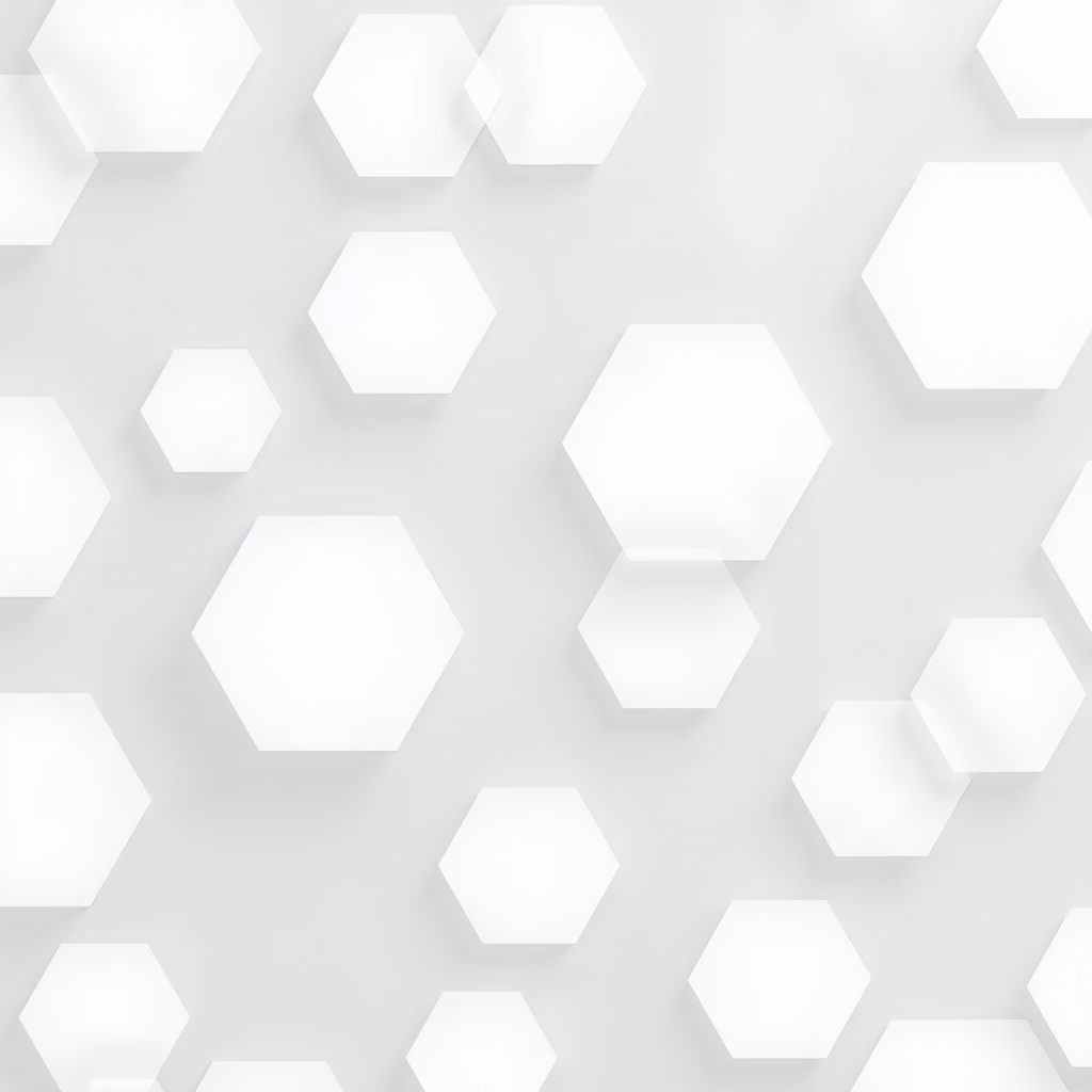 Repeating hexagon pattern in shades of white on a light gray background.