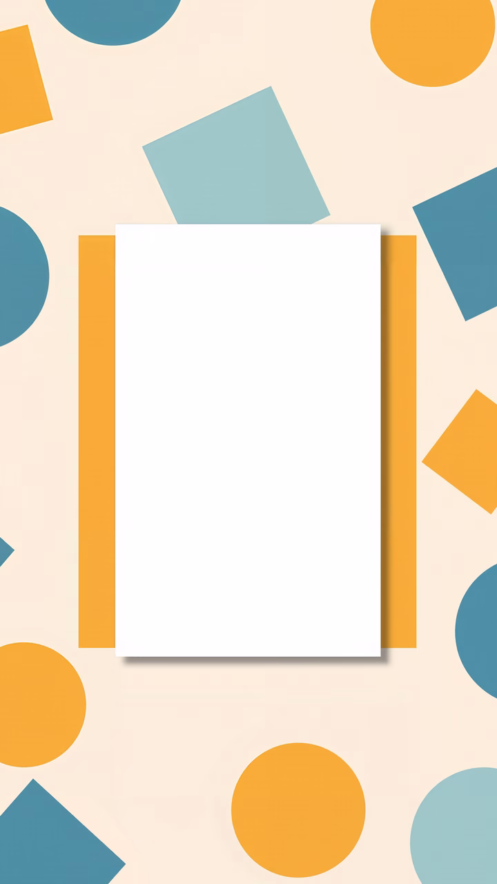 Minimalist geometric frame with pastel colors and clean lines.