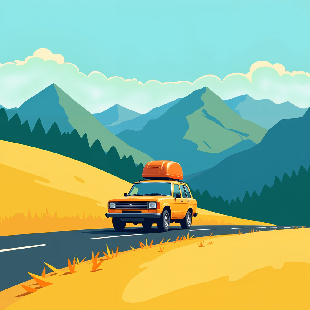 An adventurous SUV journeying through stunning mountains.