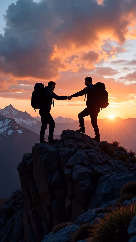 Mountain Summit Handshake