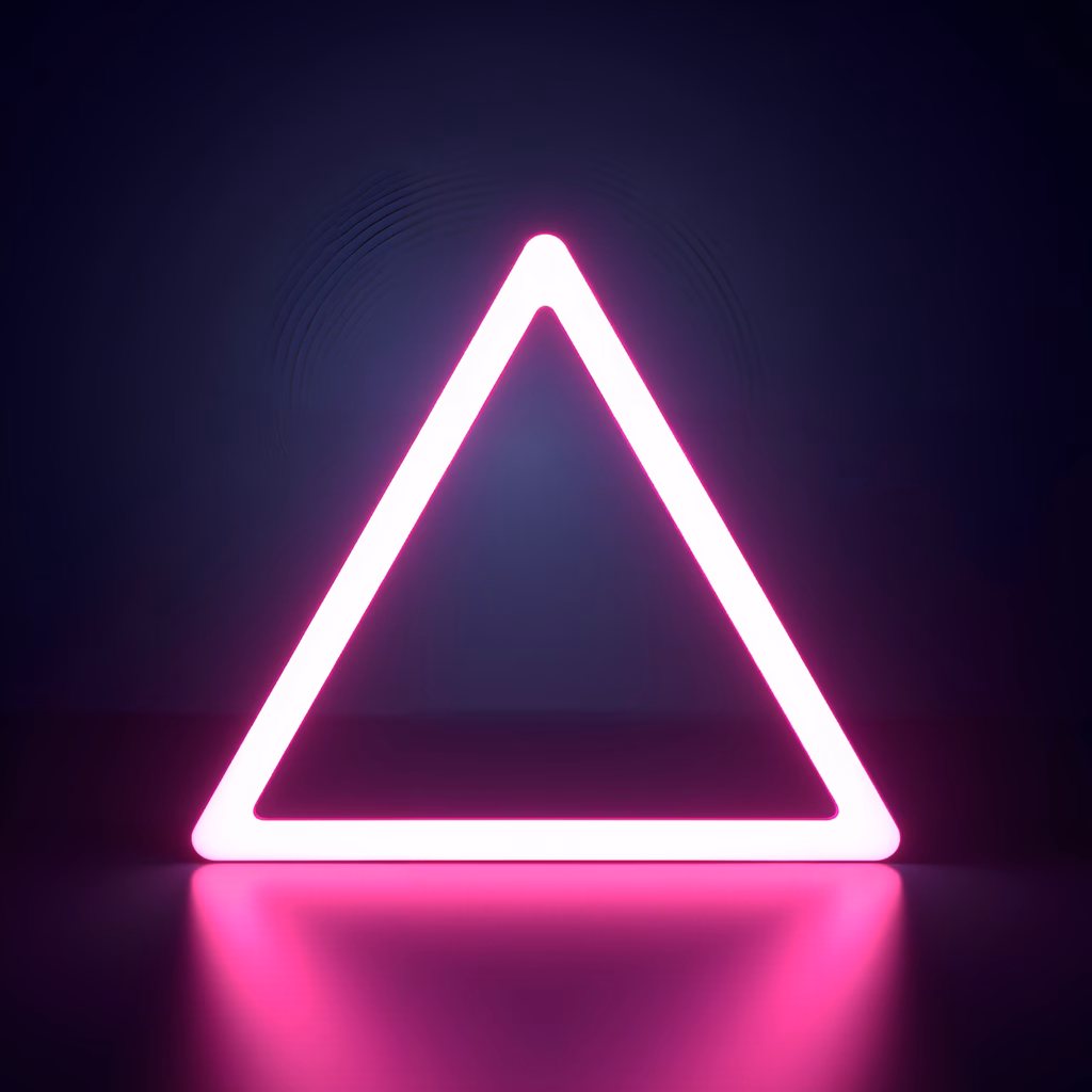 Vibrant neon triangle glowing against a dark gradient background, creating a modern and energetic atmosphere.