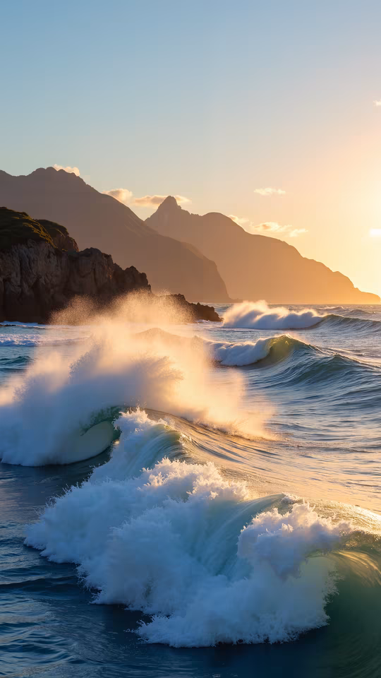 Ocean Waves at Sunset