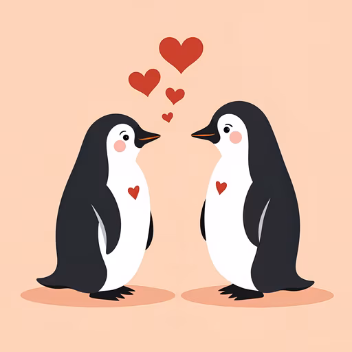Penguin Love Illustration