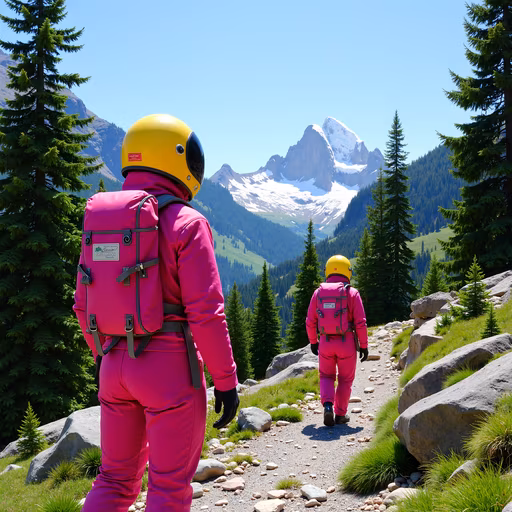 Pink Astronauts in Nature