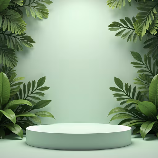 Podium Surrounded by Lush Greenery