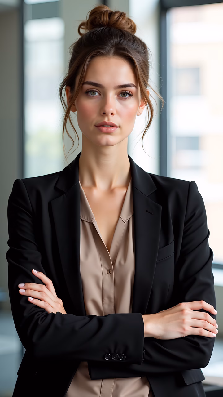 Confident professional portrait with natural lighting and a polished look.