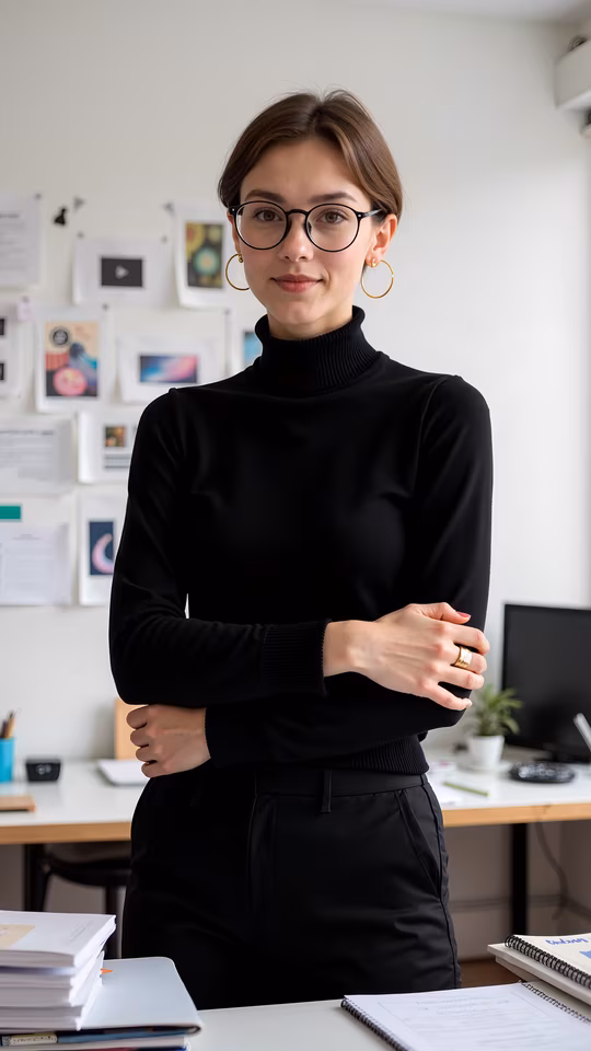 Professional Woman in Black Sweater