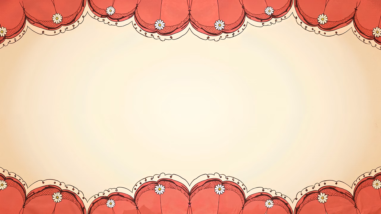 Vintage-inspired red lace border illustration with delicate scalloped edges and floral details.