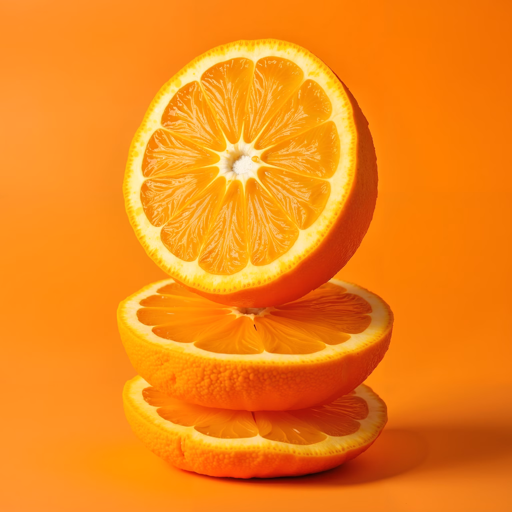 Brightly lit orange slices on a warm background.