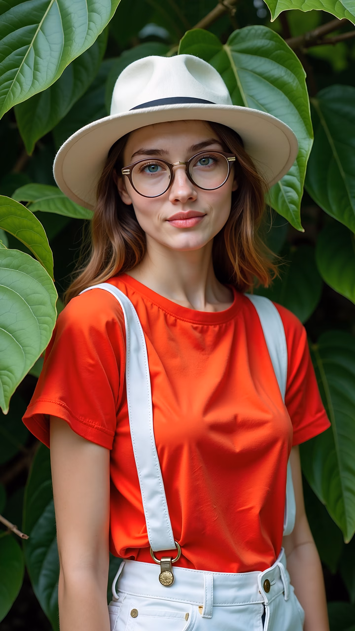 Bright summer fashion illustration with greenery backdrop