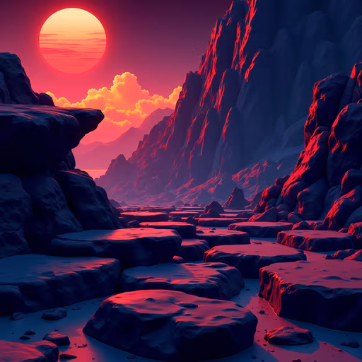 Sunset Over Rocky Terrain