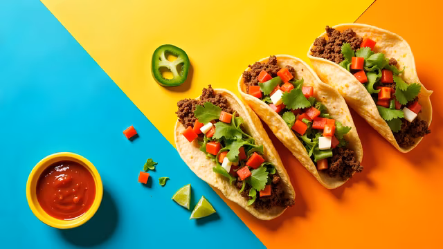 Tacos with Colorful Background