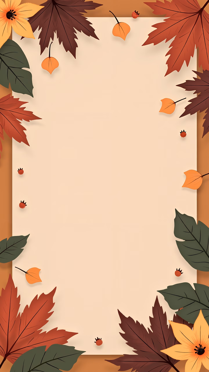 Vibrant autumn leaves frame a blank sheet of paper, evoking tranquility and nostalgia.