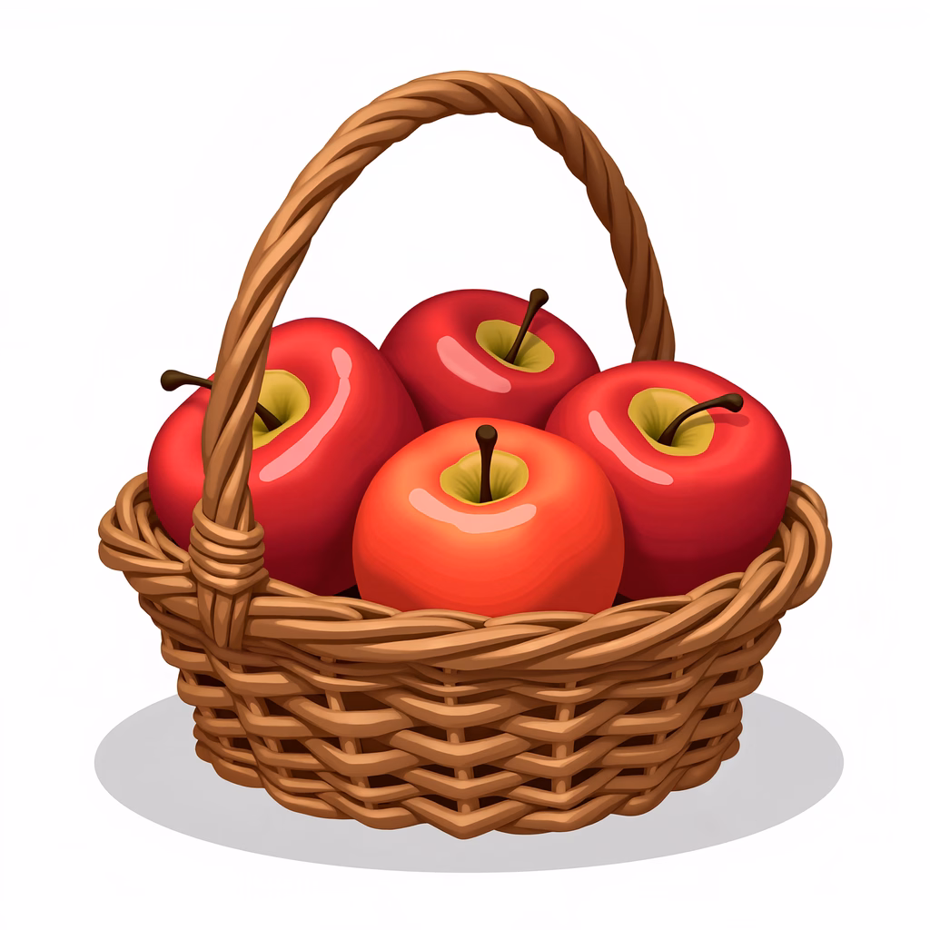 Vibrant red apples in a woven basket, symbolizing freshness and abundance.