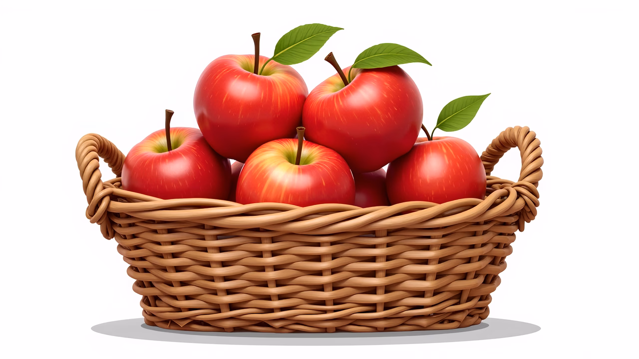 A basket full of ripe red apples, showcasing freshness and natural beauty.