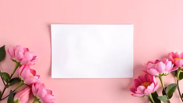 Blank Card with Pink Flowers