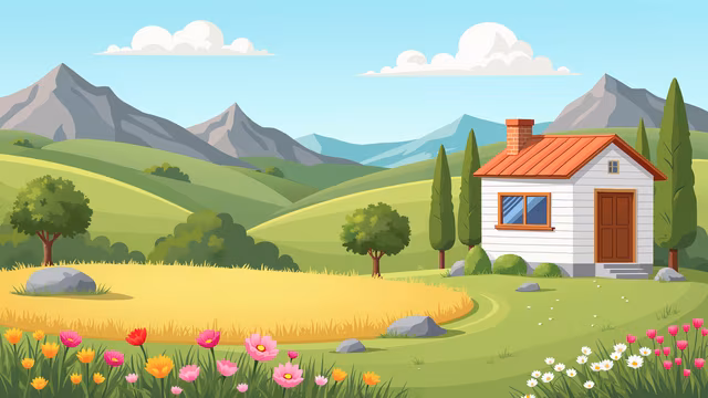 Cartoon Countryside House