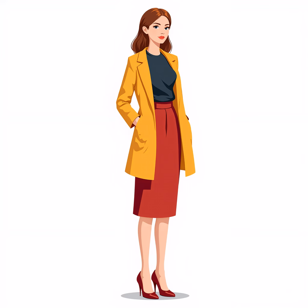 Bold fashion illustration with vibrant colors and elegant design.