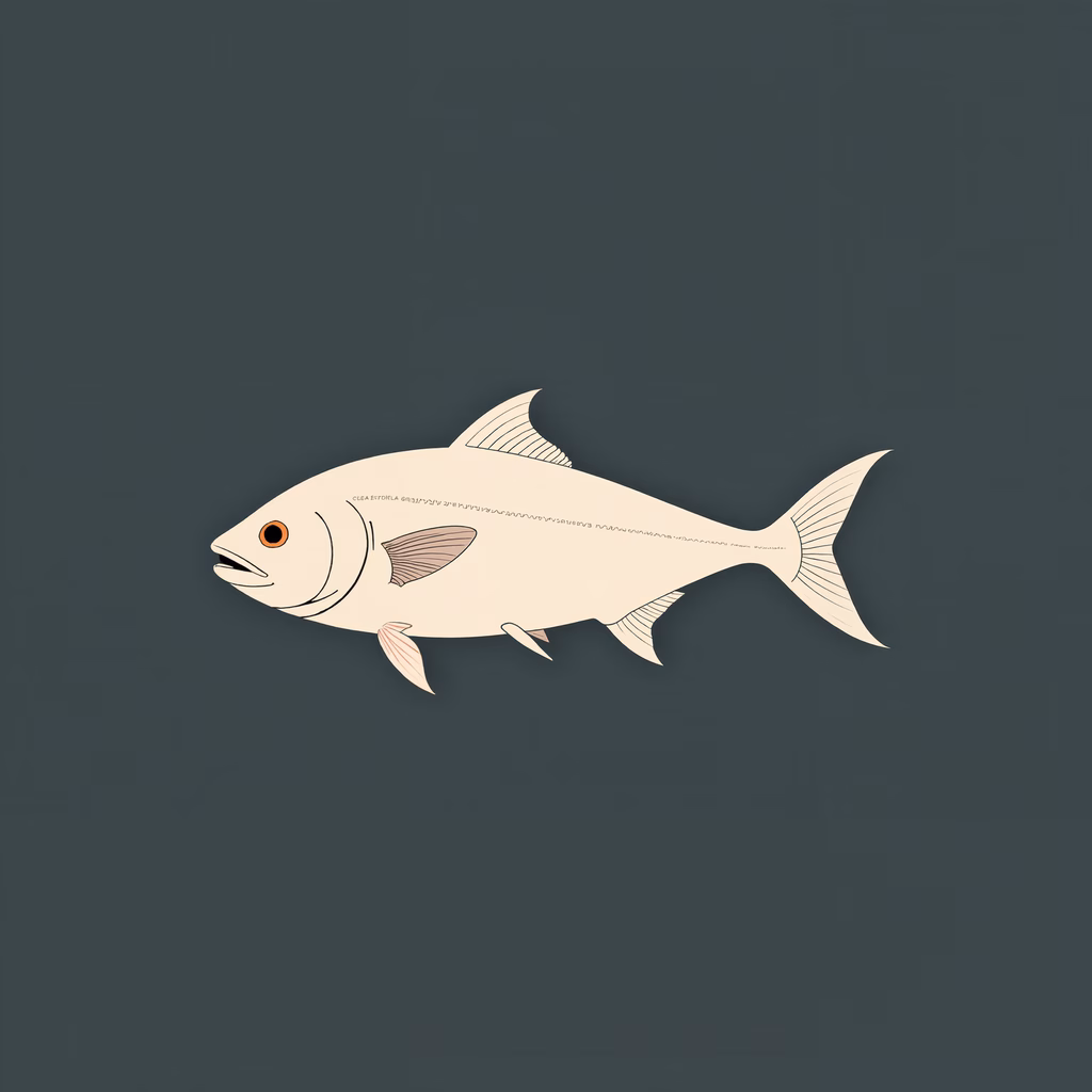 Minimalist fish illustration with soft colors and clean lines.