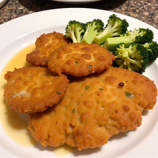 Fried Fish Cakes with Broccoli