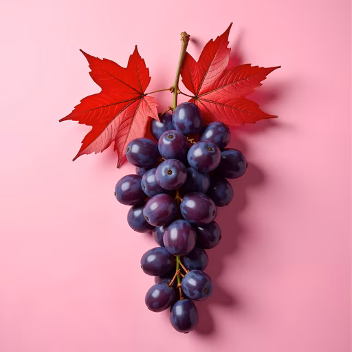 Grapes and Red Leaves