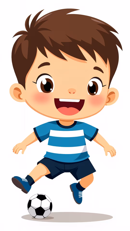 Happy Kid Playing Soccer