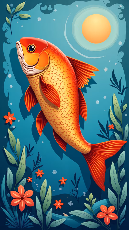 Happy Koi Fish Illustration