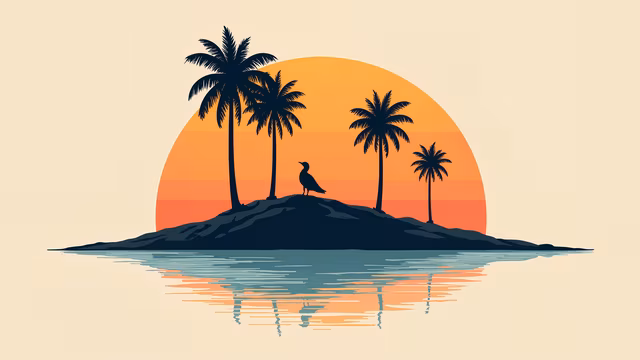 Island Sunset Illustration