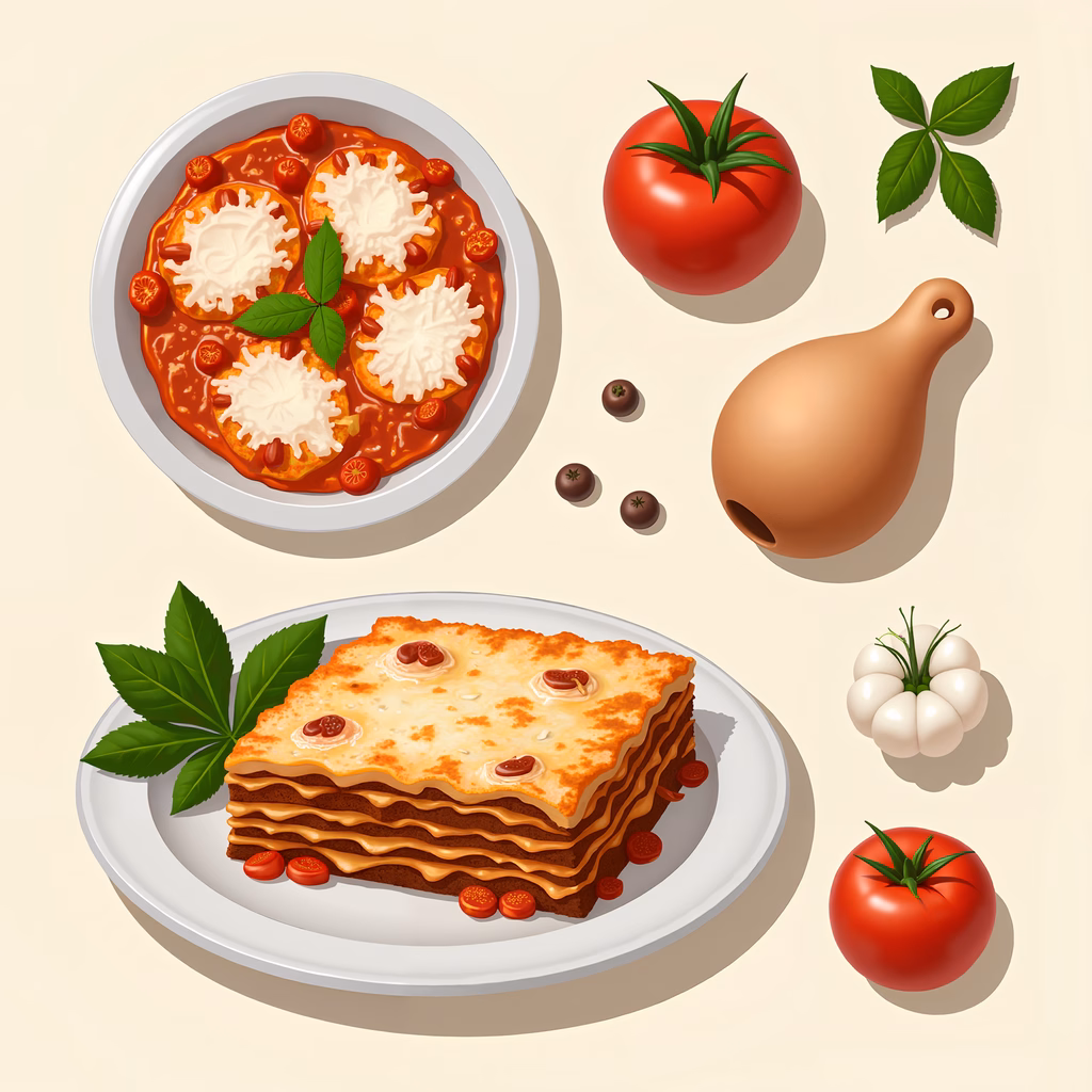 Delicious lasagna illustration with fresh ingredients