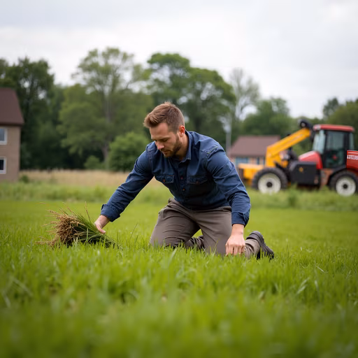 Man Gathering Grass