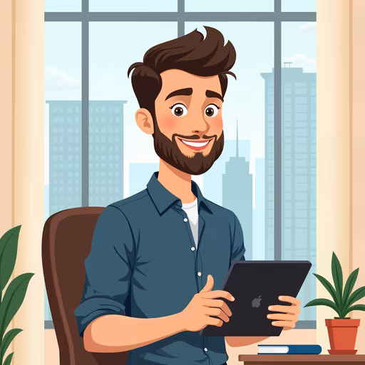 Man with Tablet Illustration