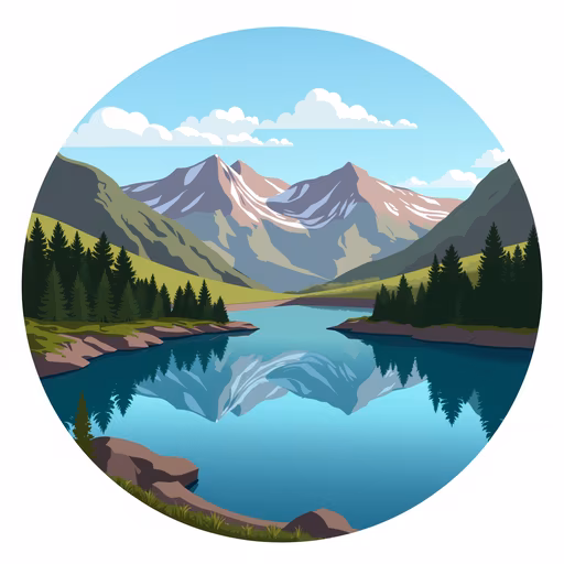Mountain Reflections Illustration
