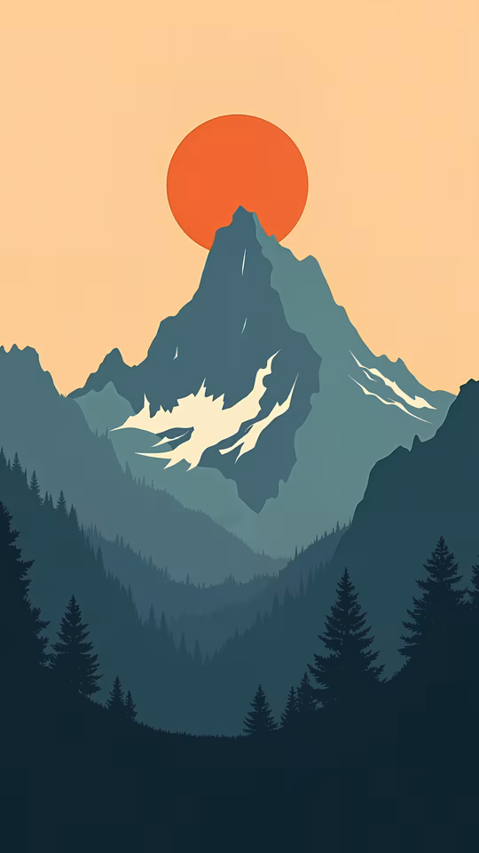 Mountain Sunset Illustration