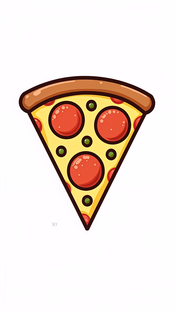 Cartoon-style pizza slice illustration