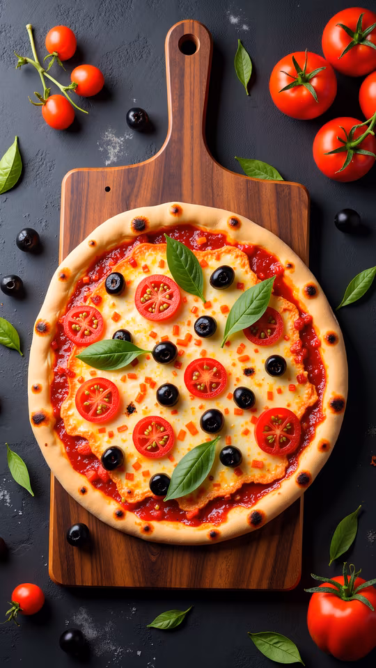 Pizza with Tomatoes and Basil