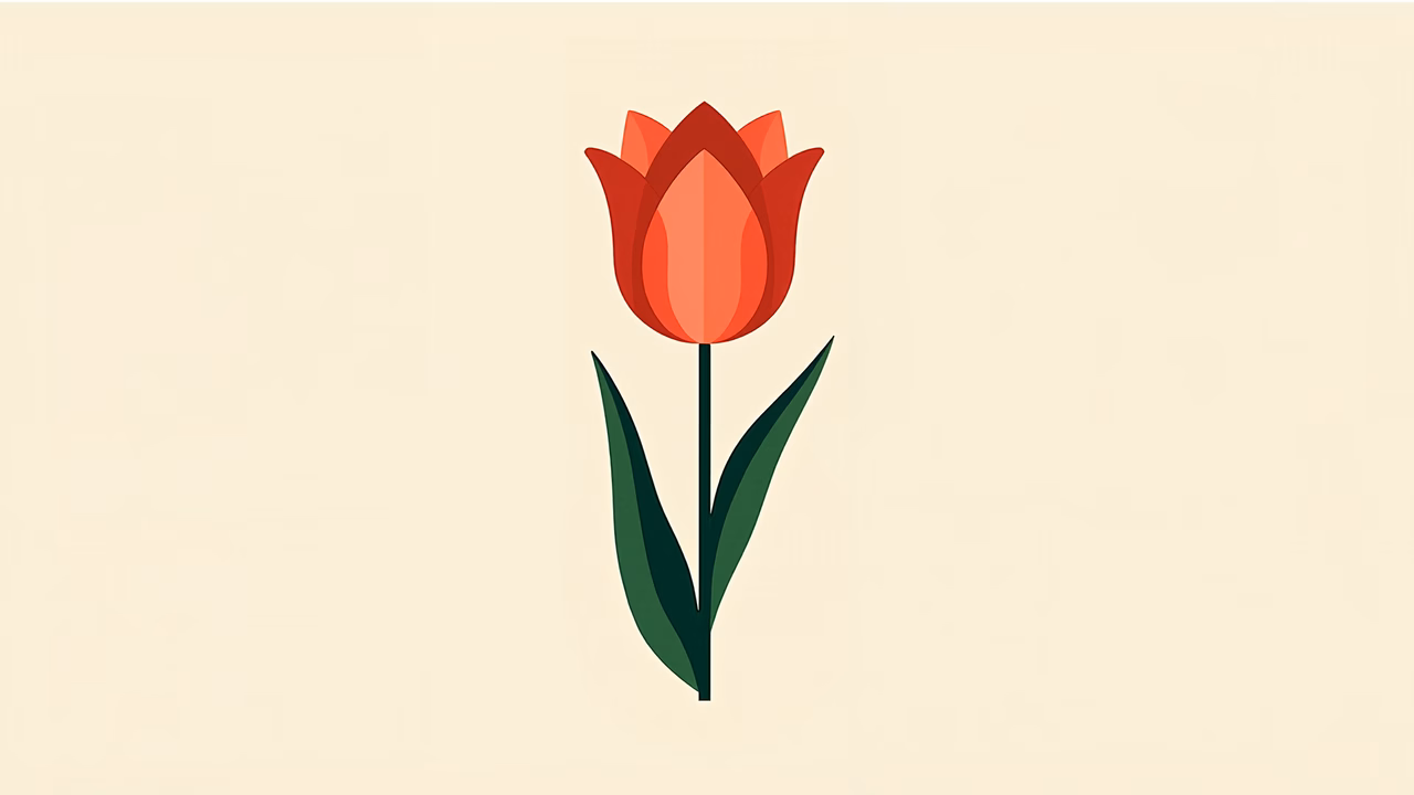 Vibrant red tulip illustration with elegant simplicity.