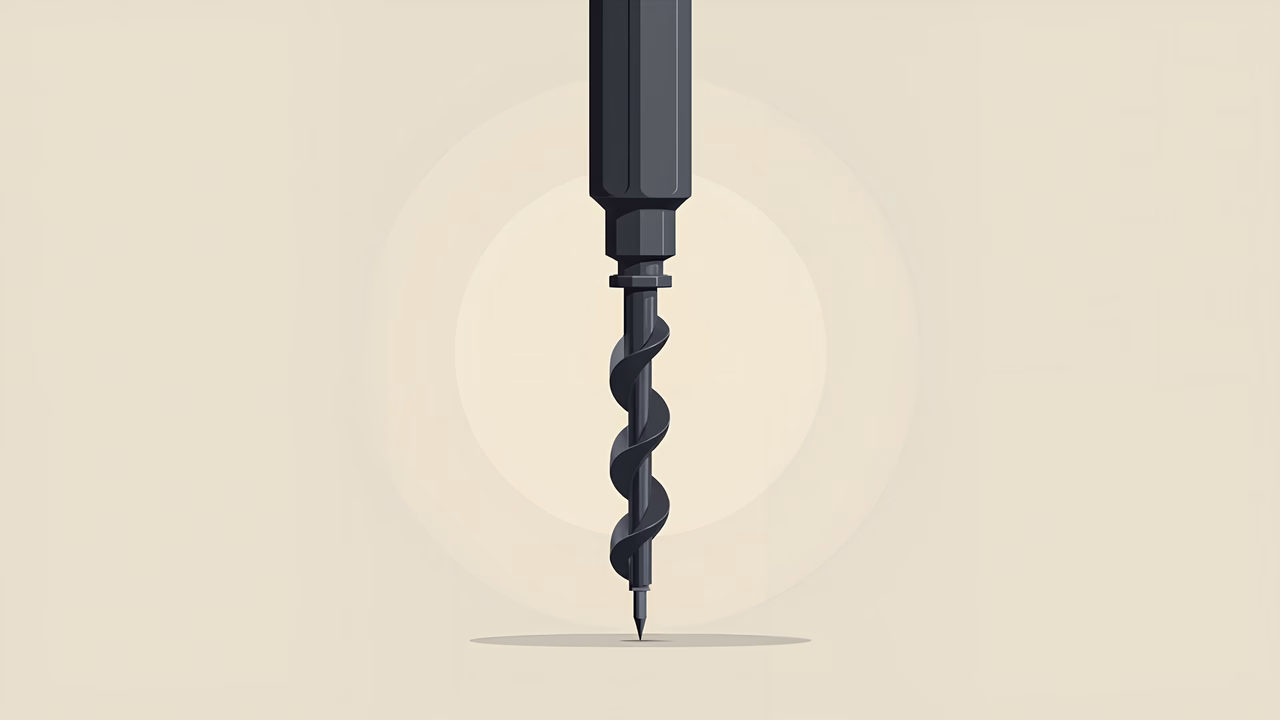 Minimalist screwdriver illustration with precise details and neutral tones.