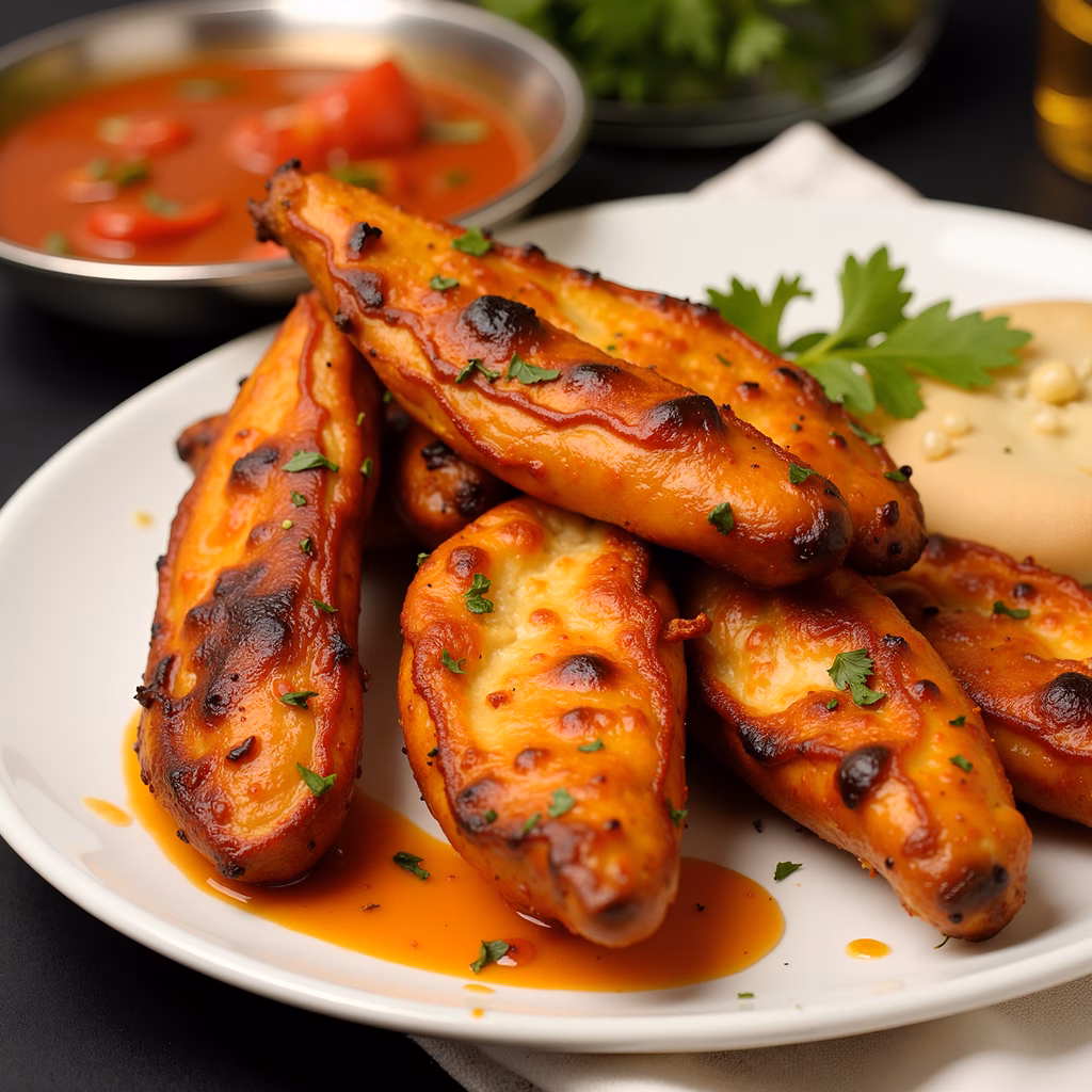 Spicy grilled chicken wings with cilantro and salsa - mouthwatering food photography!