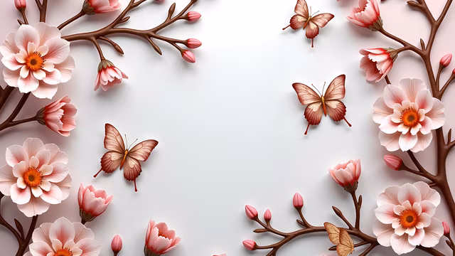 Spring Blossoms and Butterflies