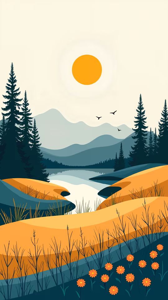 Sunset Landscape Illustration