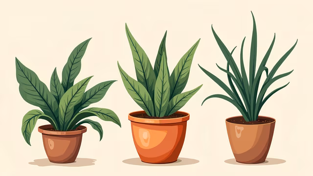 Three Potted Plants