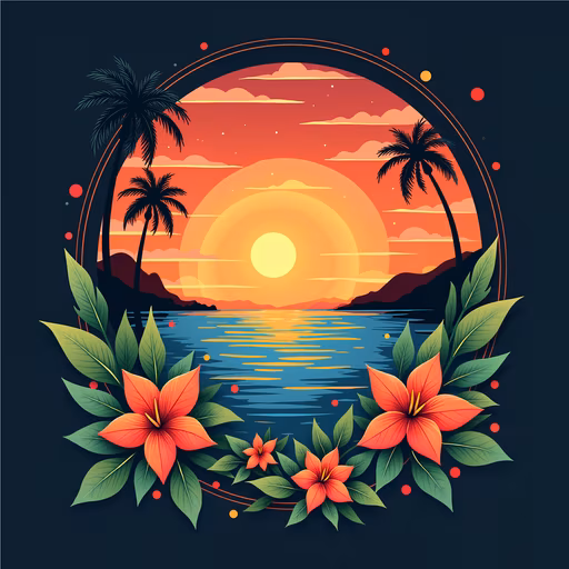 Tropical Sunset Illustration