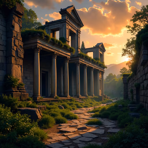 Ancient Ruins at Sunset