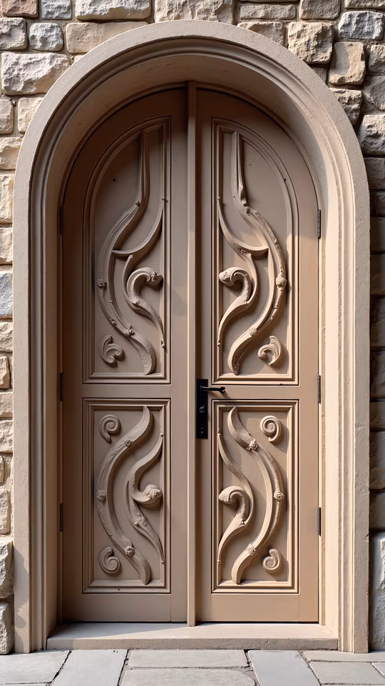 Arched Door with Intricate Carvings