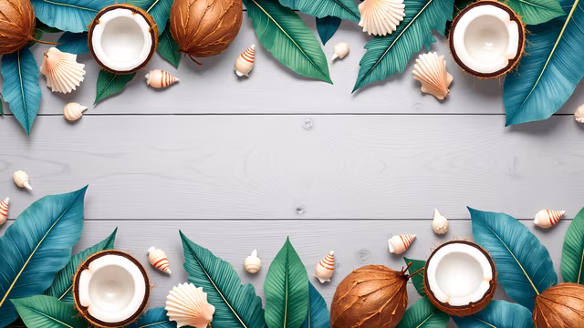 Coconut and Seashell Border
