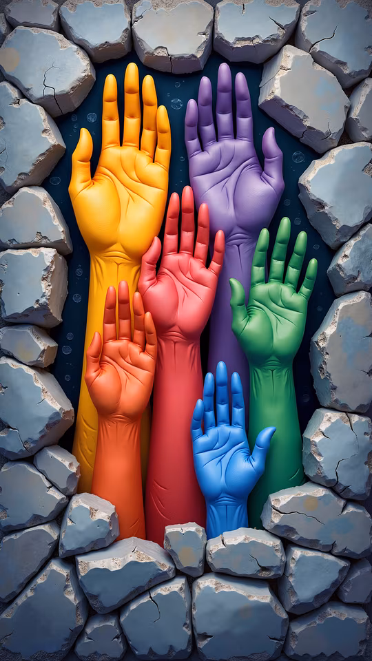 Colorful Hands Breaking Through