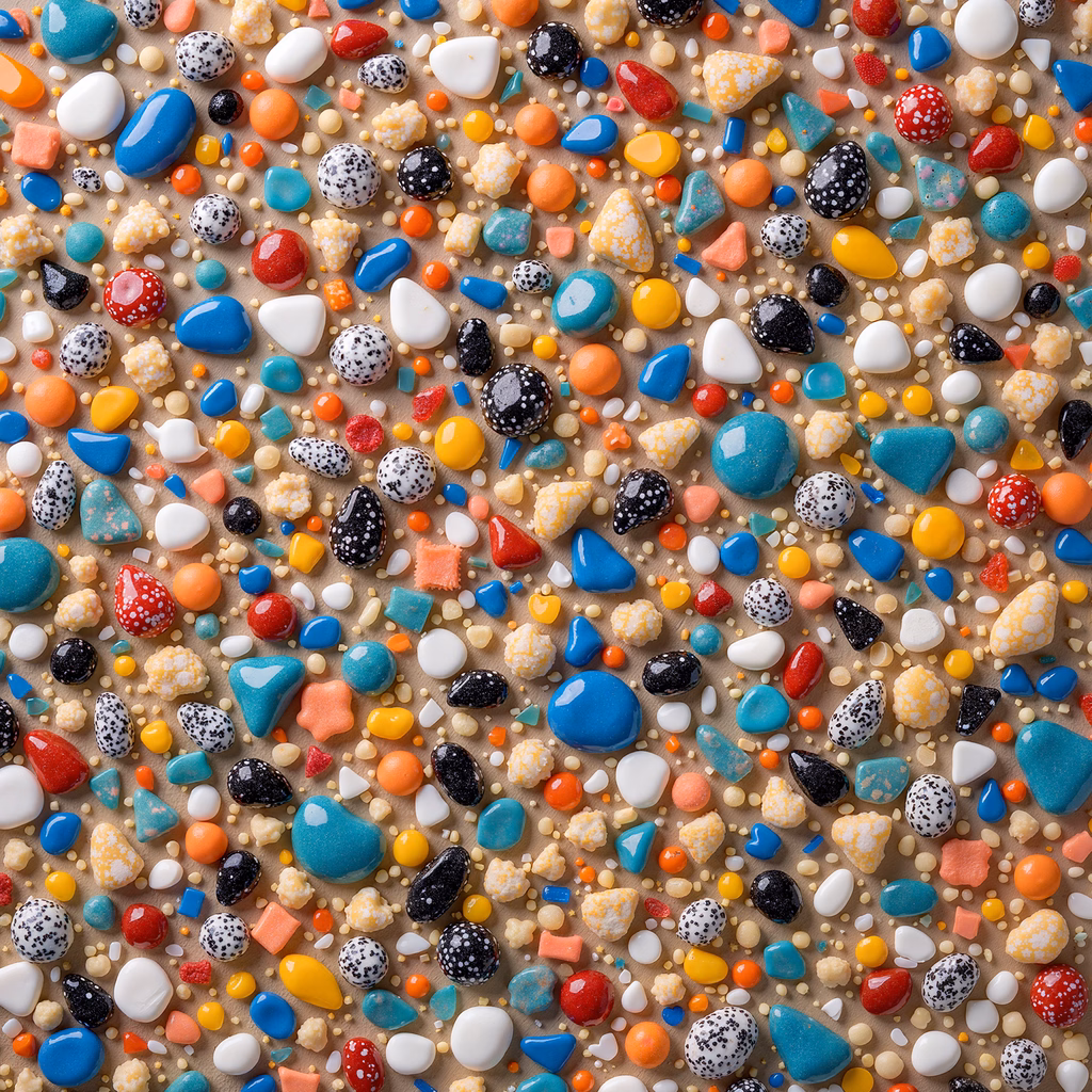 Vibrant pebble illustration featuring glossy textures and diverse colors.