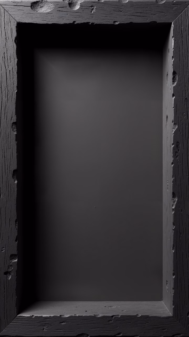 Abstract illustration of a dark, textured frame with a mysterious gradient interior.